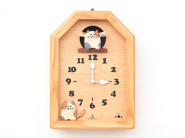木製の掛け時計・置き時計・からくり時計など贈り物に人気の手作り時計
｜キコリ時計工房（Kicori）【本店】｜三毛猫のカッコー時計