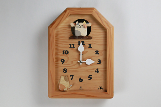 木製の掛け時計・置き時計・からくり時計など贈り物に人気の手作り時計
｜キコリ時計工房（Kicori）【本店】｜三毛猫のカッコー時計